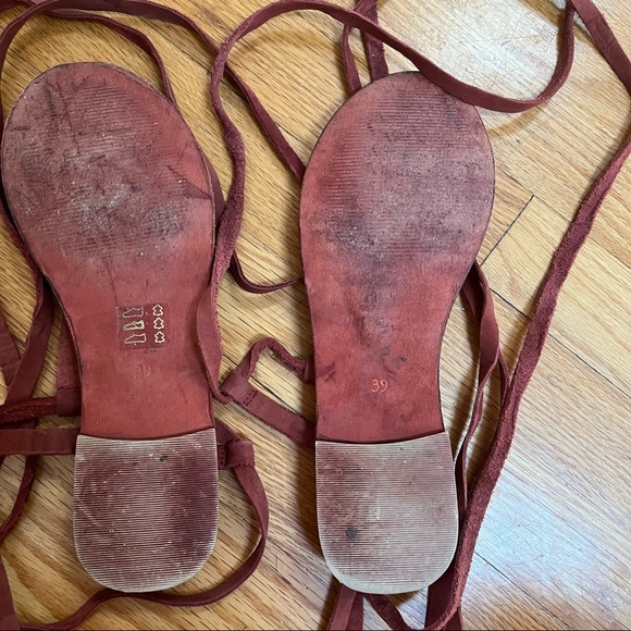 Free People red Dahlia lace up sandal / scarlet clay gladiator strap sandals - Picture 12 of 14